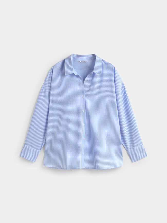 CAMISA RAYAS OVERSIZE Azul Medio