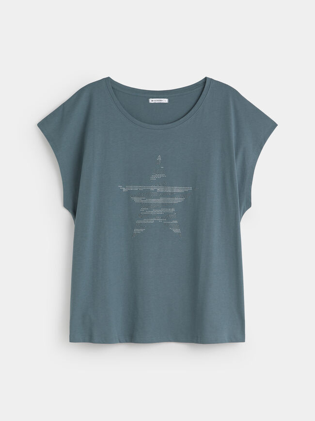 CAMISETA ESTRELLA HOTFIX Azul Grisaceo