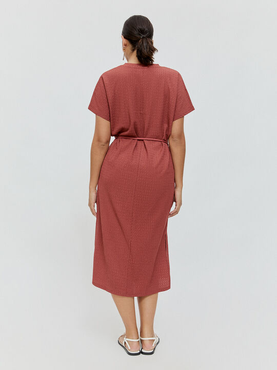 VESTIDO CORDON Marron/Naranja image number null
