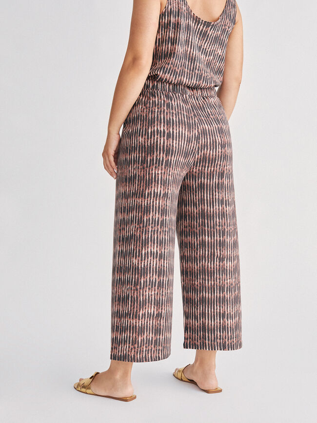 pantalón palazzo estampado Marron Oscuro