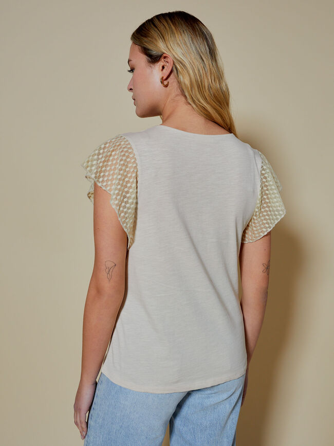 camiseta detalle mangas 100% algodón Piedra
