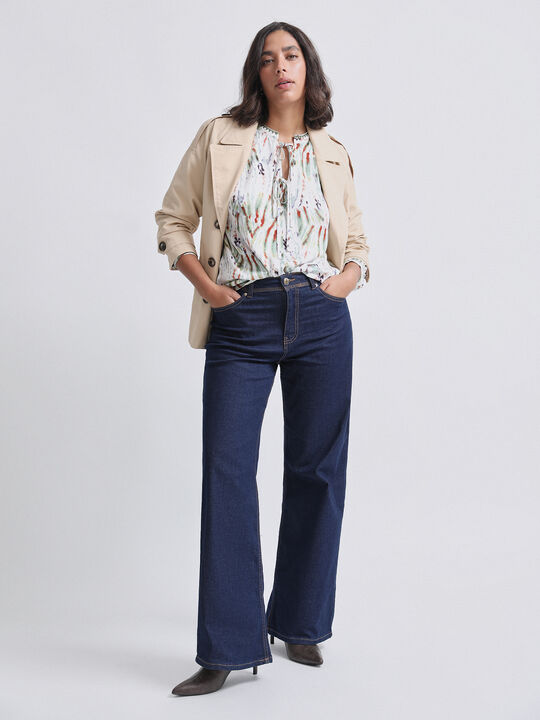 BLUSA CORDONES FLUIDA Crudo image number null