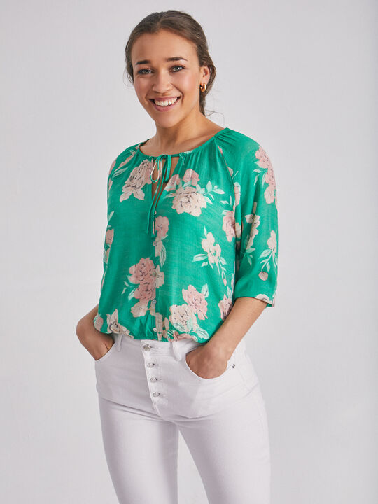 Blusa rústica botones Verde Brillante image number null