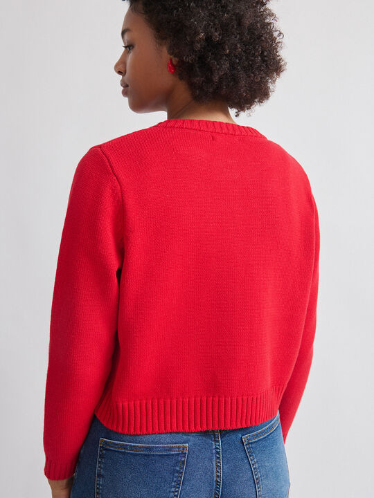 CARDIGAN CORTO BOLSILLOS Rojo image number null