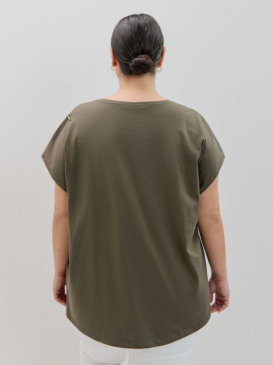 CAMISETA HOMBRERA BRILLANTE kaki oscuro image number null