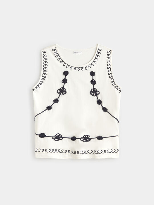CAMISETA CUERDAS Blanco Hueso image number null