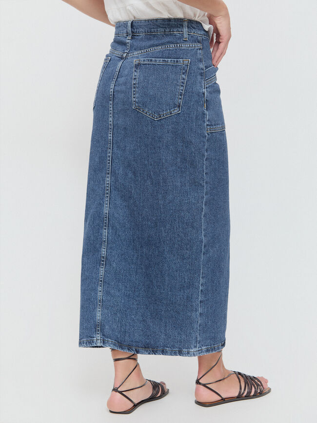 FALDA VAQUERA BOLSILLOS Mid blue