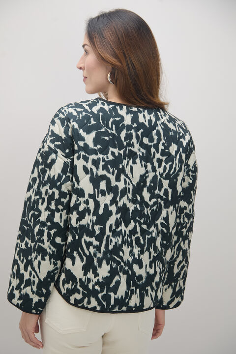 CHAQUETA ACOLCHADA ESTAMPADA Negro image number null