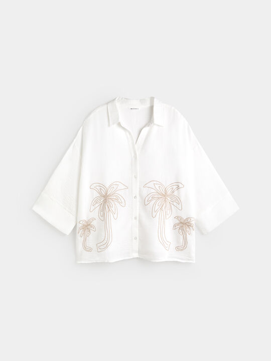 CAMISA BORDADA Blanco Optico image number null