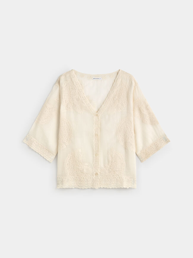 CAMISA BORDADOS RÚSTICA Blanco Hueso