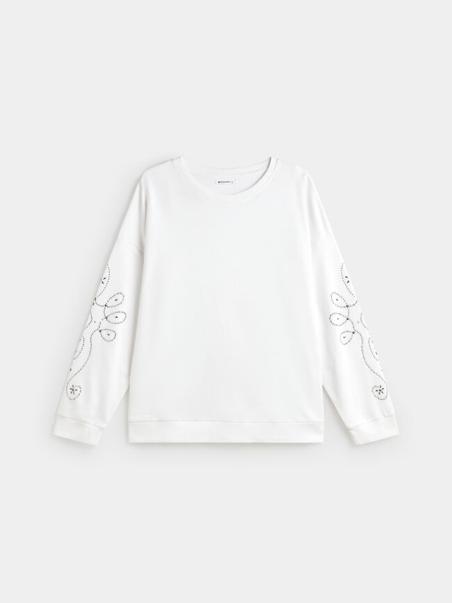 SUDADERA TACHAS PLATEADAS Blanco Optico