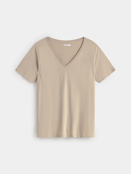 CAMISETA CUELLO PICO Vison image number null
