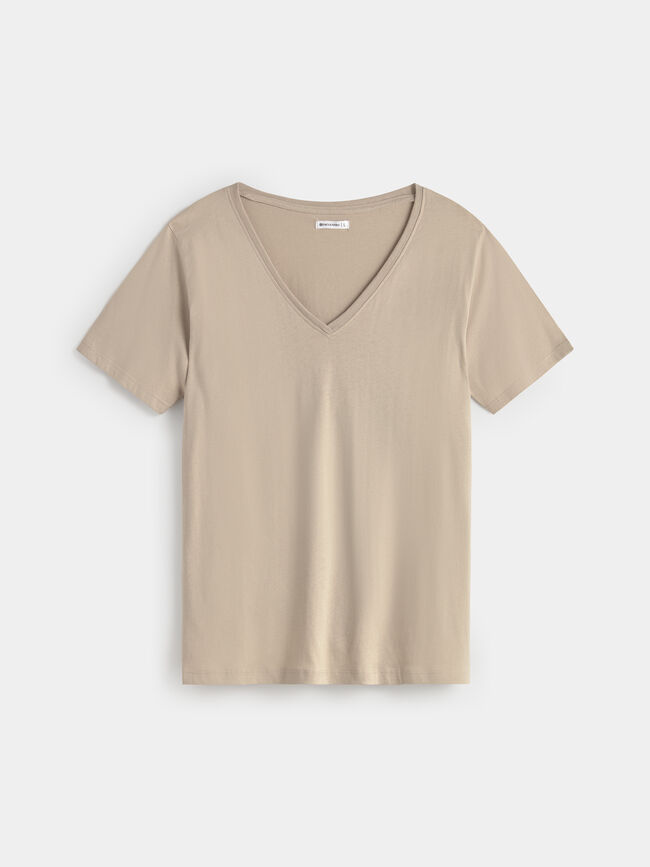 CAMISETA CUELLO PICO Vison