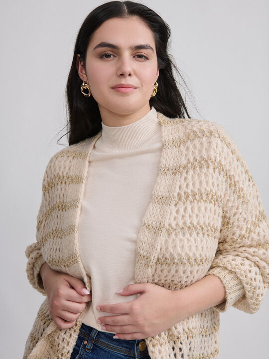 CARDIGAN CALADO ORO Beige image number null