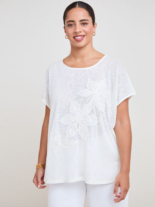 CAMISETA FLOR PARCHE Crudo image number null