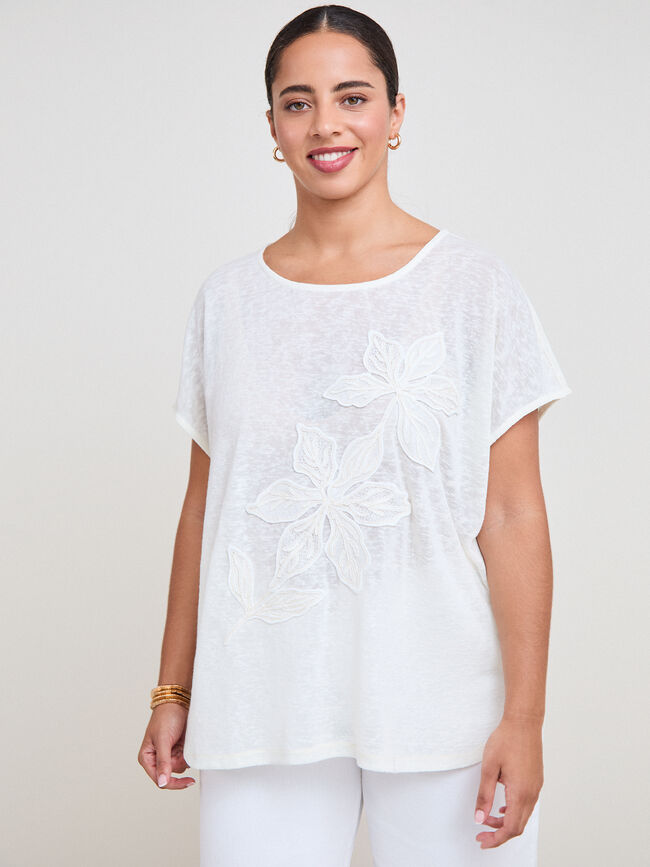 CAMISETA FLOR PARCHE Crudo