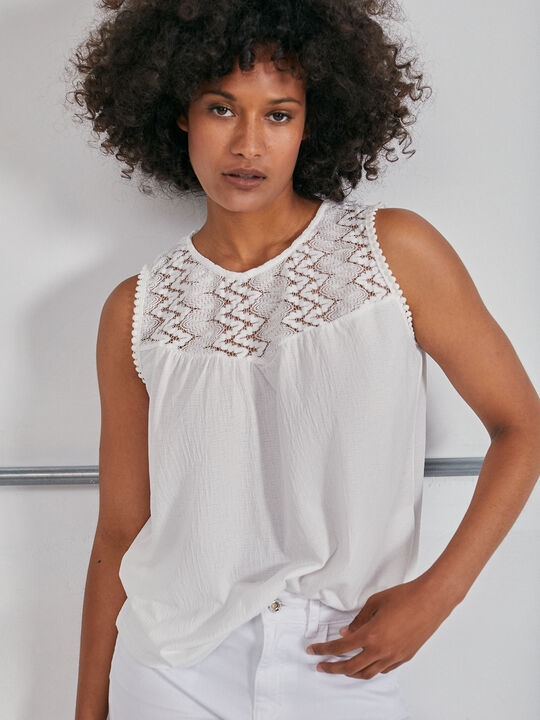 Top combinado encaje Blanco Optico image number null