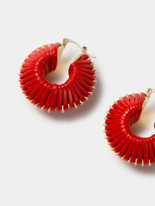 PENDIENTES TRENZADO POLIPIEL Rojo Flama image number null