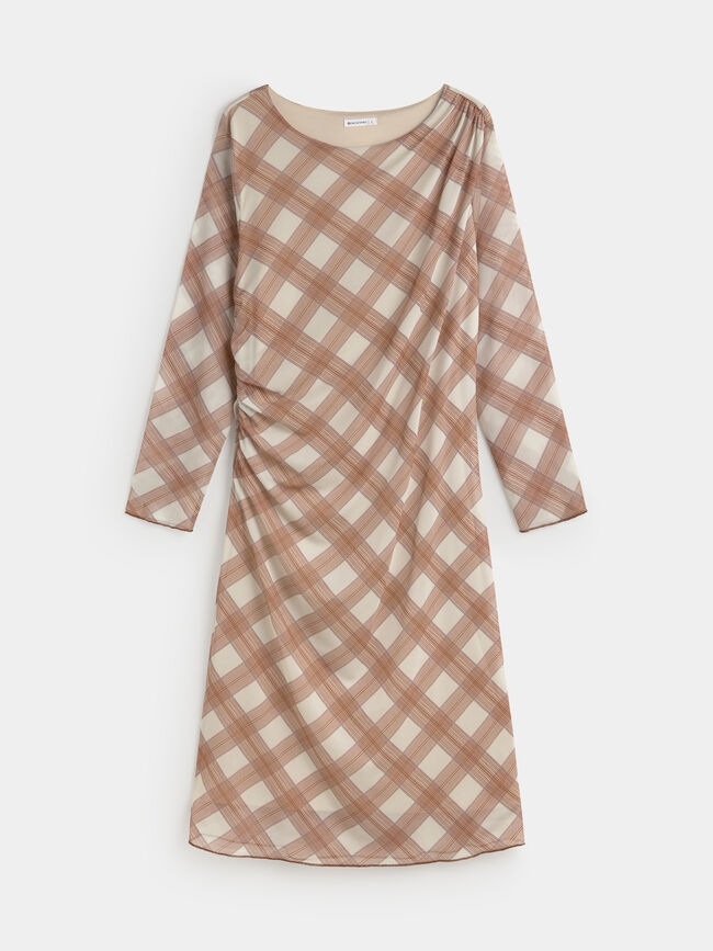 VESTIDO TUL FRUNCES Beige