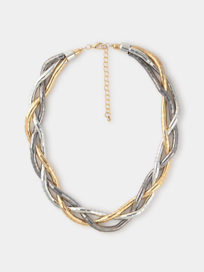 COLLAR TRENZADO TRICOLOR Multicolor