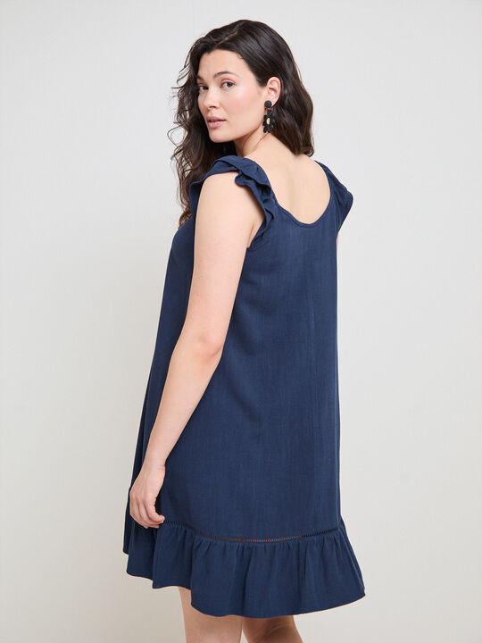 VESTIDO CORTO VOLANTE Azul Marino image number null