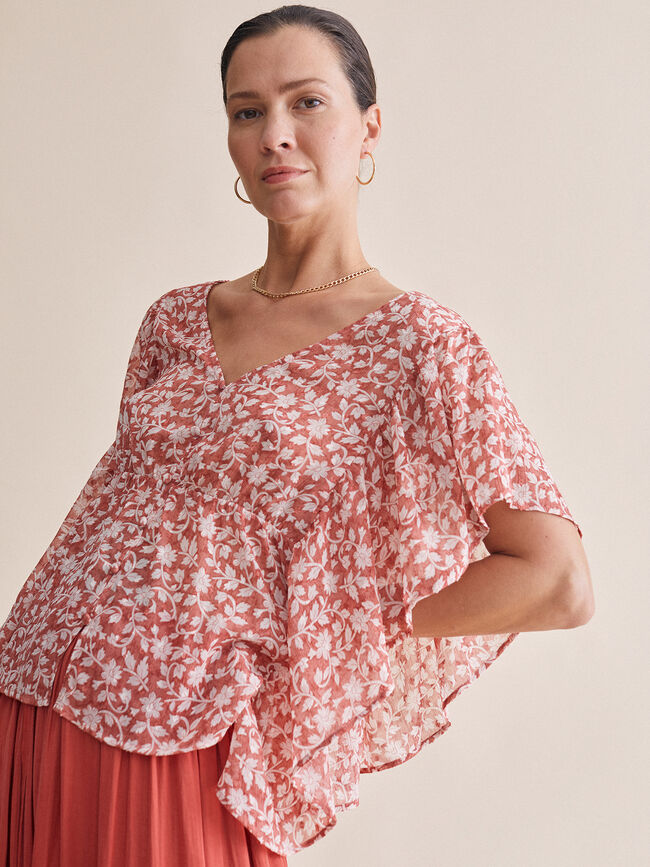 BLUSA detalle volante en mangas Estampado 1