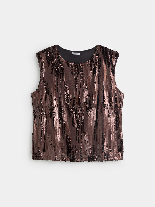 TOP LENTEJUELAS HOMBRERAS Marron image number null