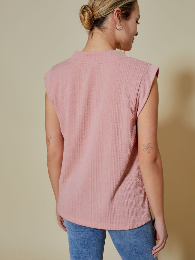 chaleco cuello pico Rosa Claro