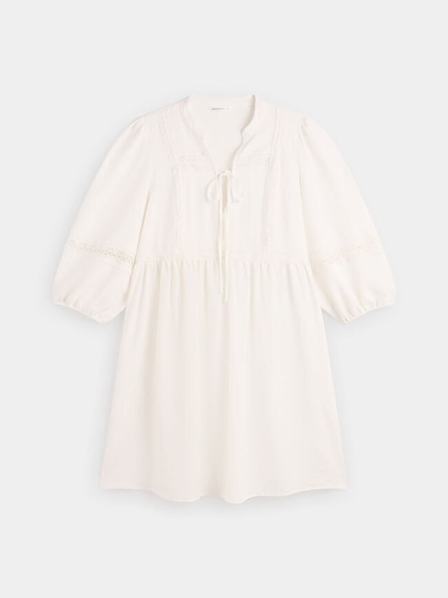 Vestido blanco romantico Blanco Hueso