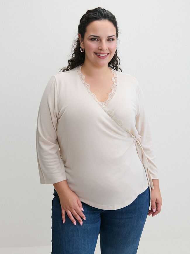 CAMISETA LANOSO CRUZADO Beige