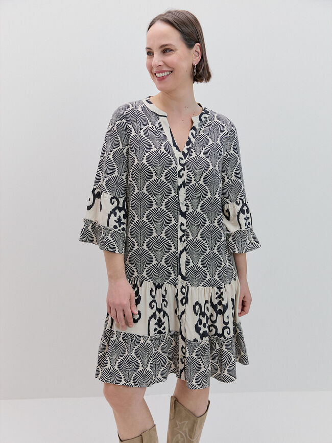 VESTIDO CORTO ESTAMPADO Negro