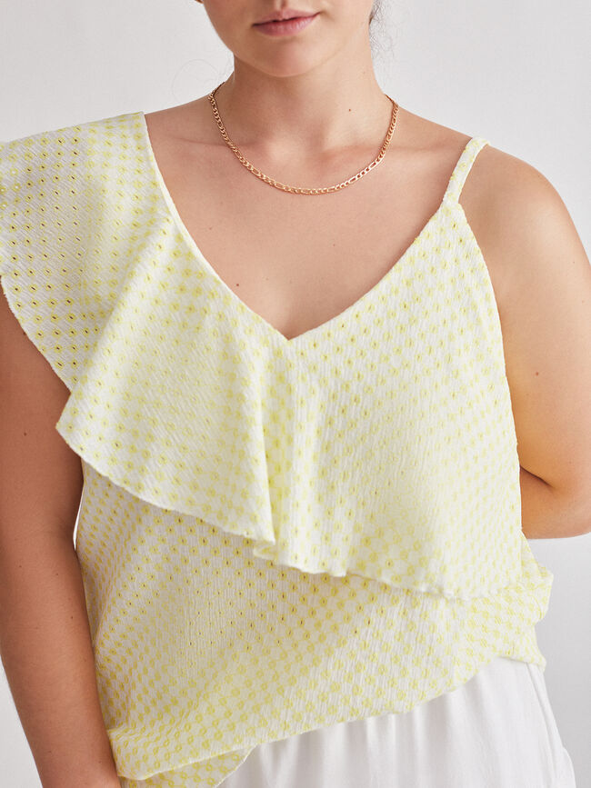 Top con volante asimétrico Amarillo Pastel