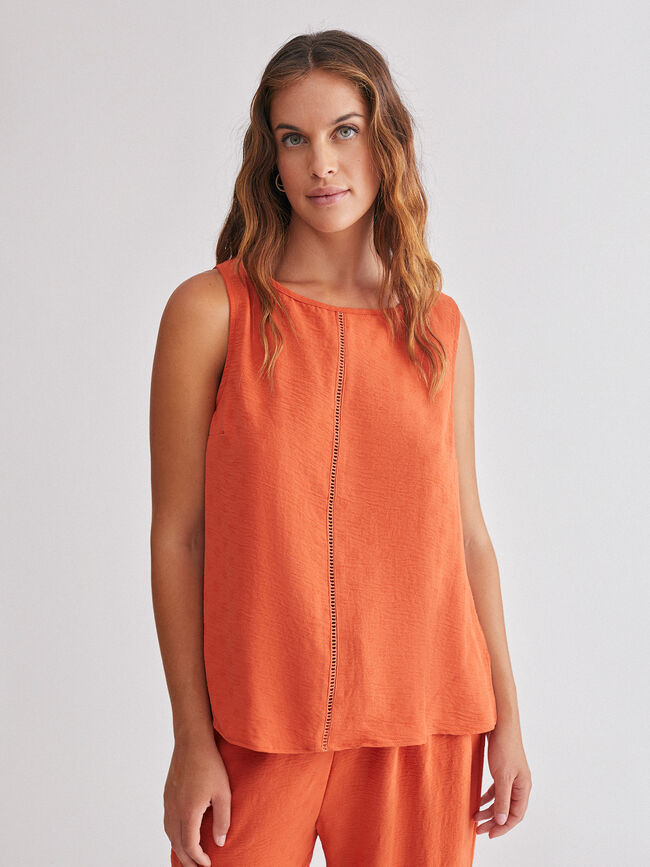 Top jacquard topos Naranja quemado