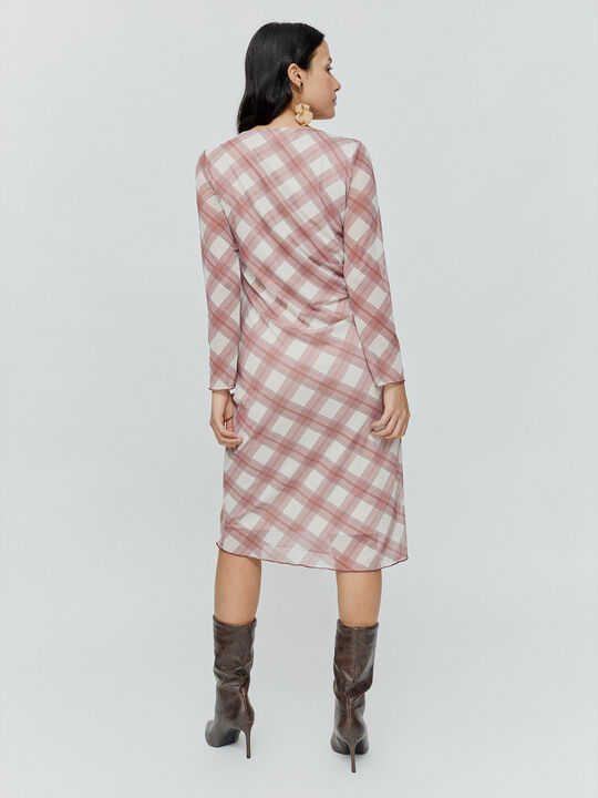 VESTIDO TUL FRUNCES Beige image number null