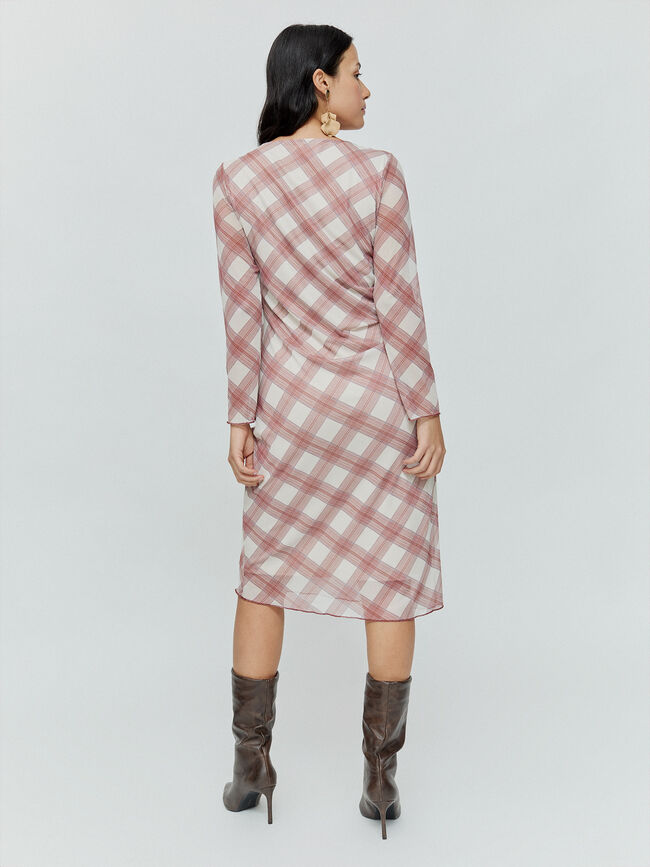 VESTIDO TUL FRUNCES Beige