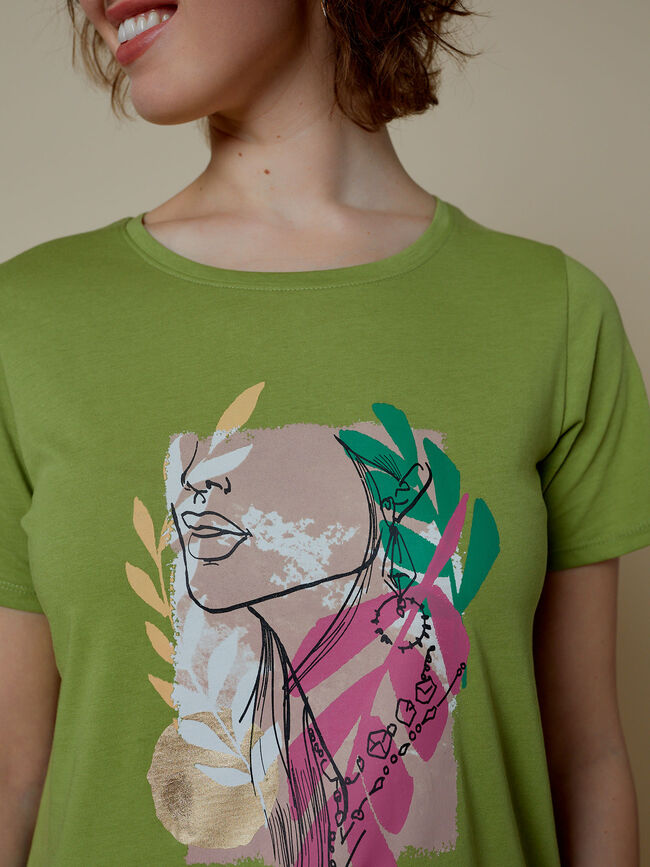 Camiseta detalle silueta Kaki