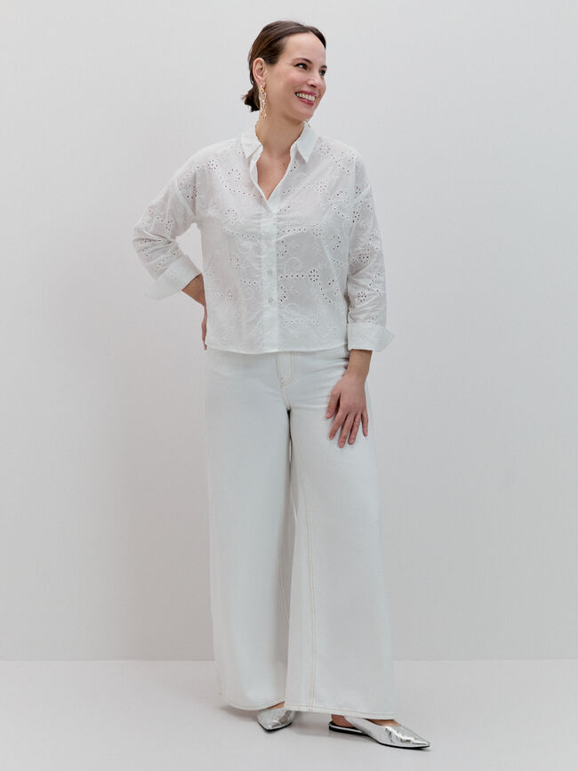 CAMISA BORDADO TROQUELADO Blanco Optico