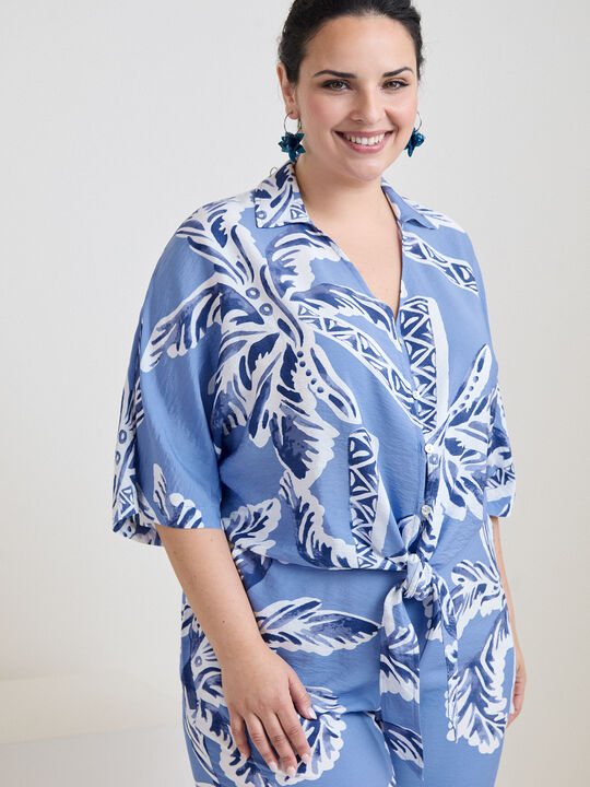 CAMISA CORTA NUDO Azul Chambray image number null