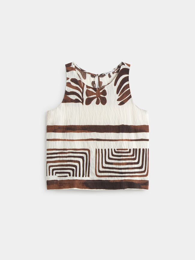 TOP VISTA PESPUNTES Marron