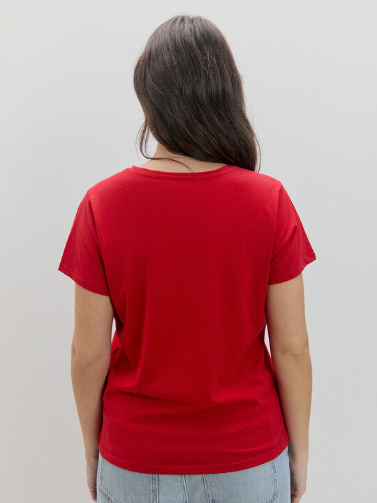 CAMISETA CORAZ&Oacute;N BRILLANTE Rojo image number null