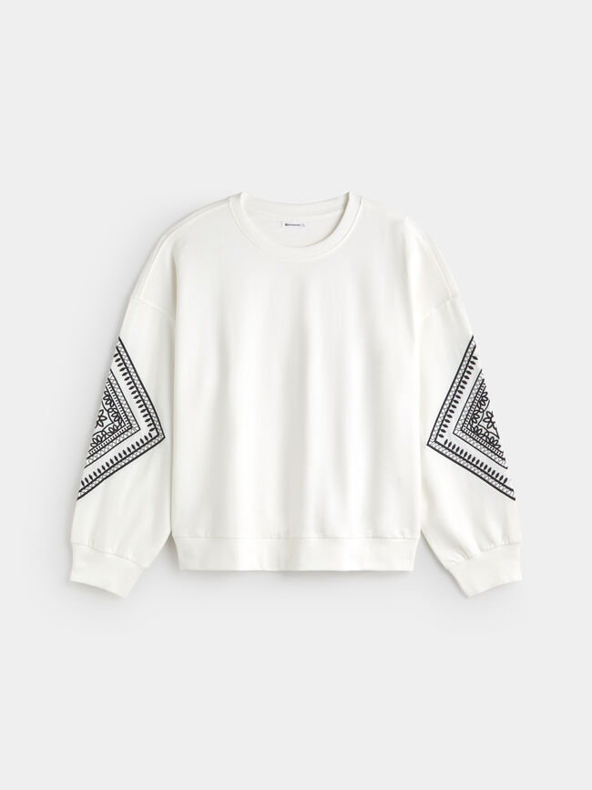SUDADERA CUELLO REDONDO Blanco Hueso