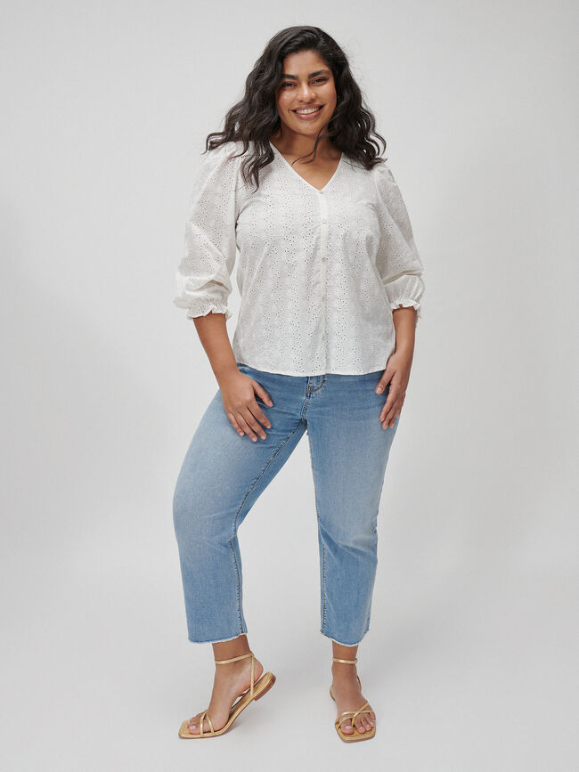 blusa manga abollonada Blanco Optico