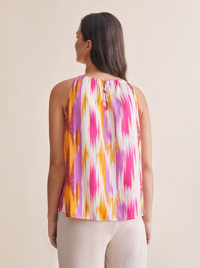 Top halter satén estampado Crudo