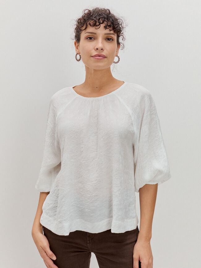 blusa cuello redondo Blanco Optico