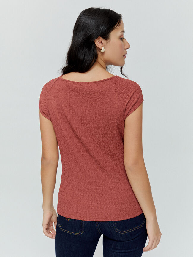 CAMISETA DETALLE ABERTURA Marron/Naranja