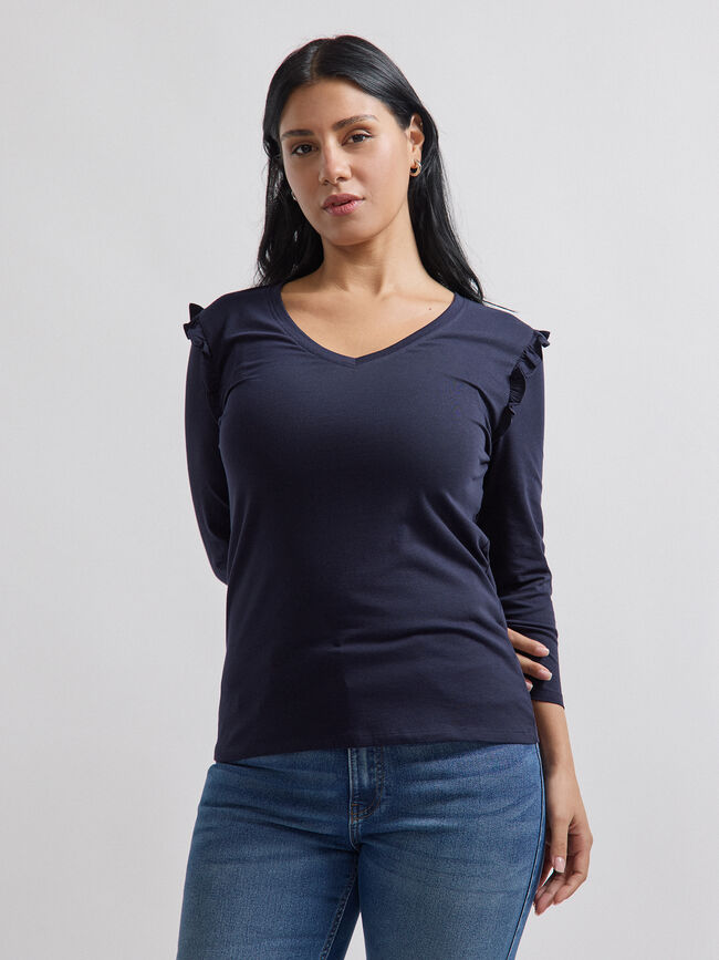 CAMISETA VOLANTE Azul Marino
