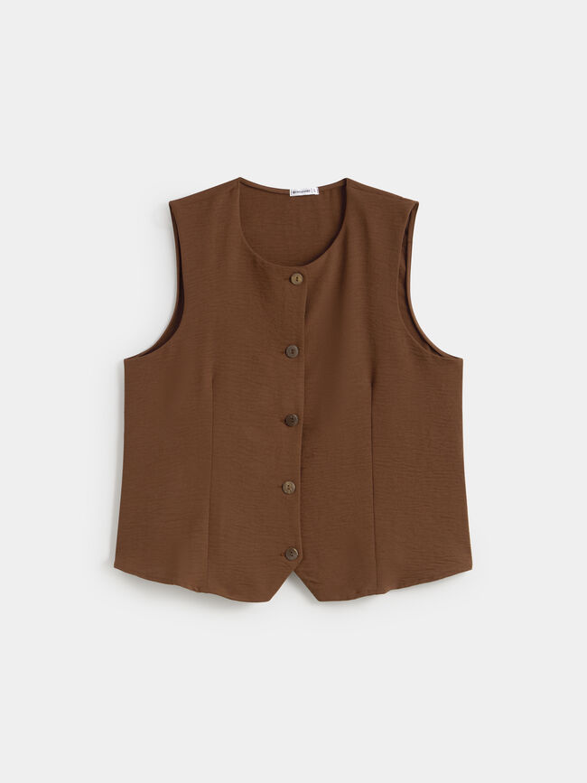 CHALECO BOTONES PEQUE&Ntilde;OS Marron Medio