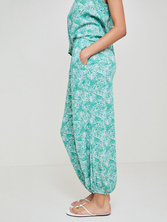 PANTAL&Oacute;N BOMBACHO ESTAMPADO Hoja