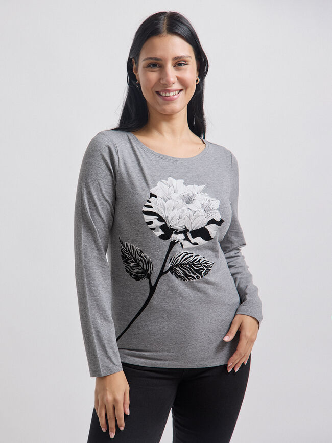 CAMISETA POSICIONAL FLOR Gris Oscuro