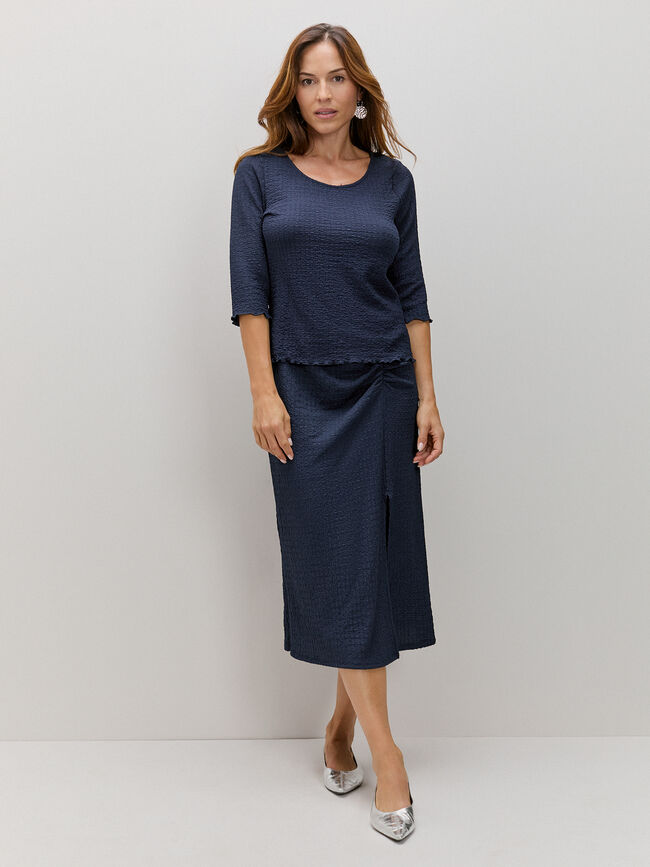 CAMISETA CRINCKLE 3/4 Azul Marino